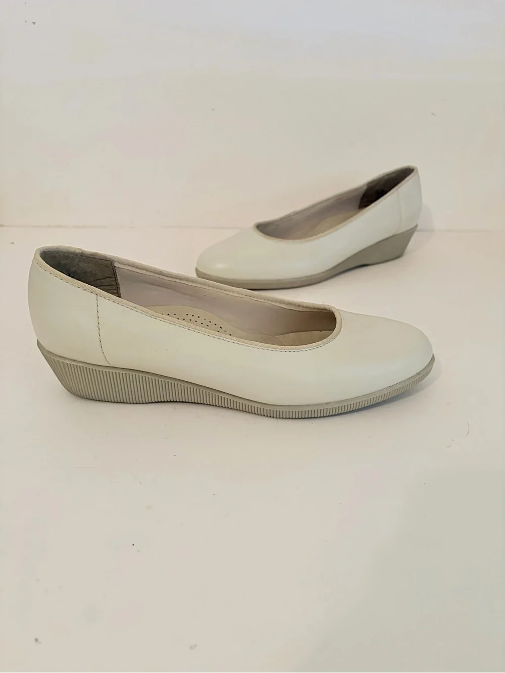 Softspots Bone Leather Stephanie Low Wedge Slip On Comfort Shoes